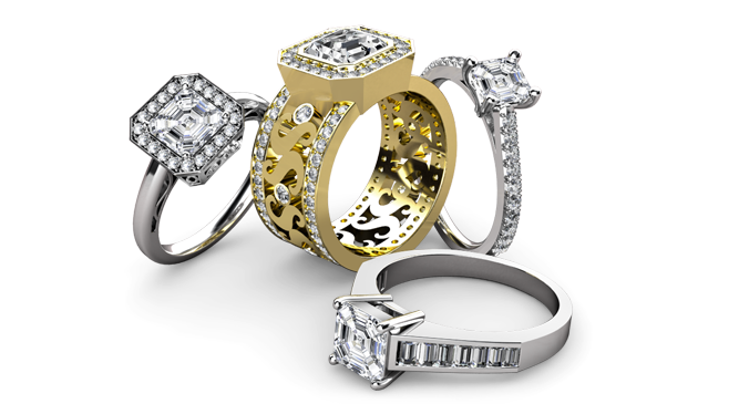 asscher diamond engagement rings