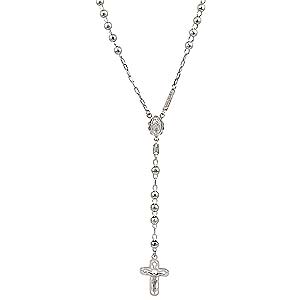 20.5g 14kt White Gold Rosary Religious Necklace 26"