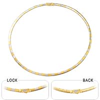 14k Two Tone Gold Brick Omega Chain (4mm,18