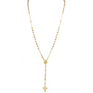 20.5g 14k Yellow White Rose Gold Tri Color Rosary 26"
