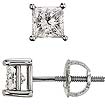 0.25Ct Princess Cut Diamond Stud Earrings 14k White Gold