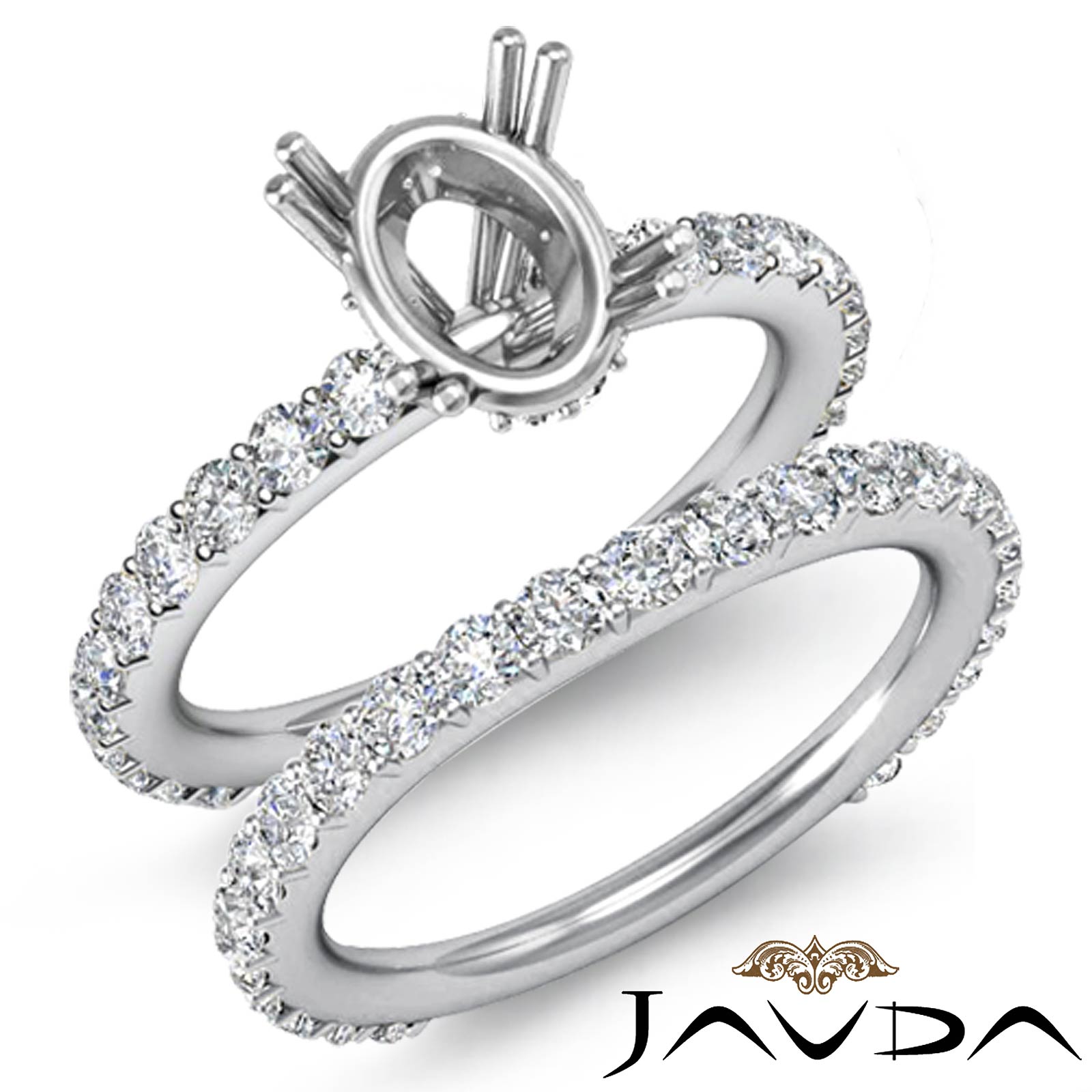 Diamond Engagement Half Eternity Ring Oval Bridal Settings Platinum 950