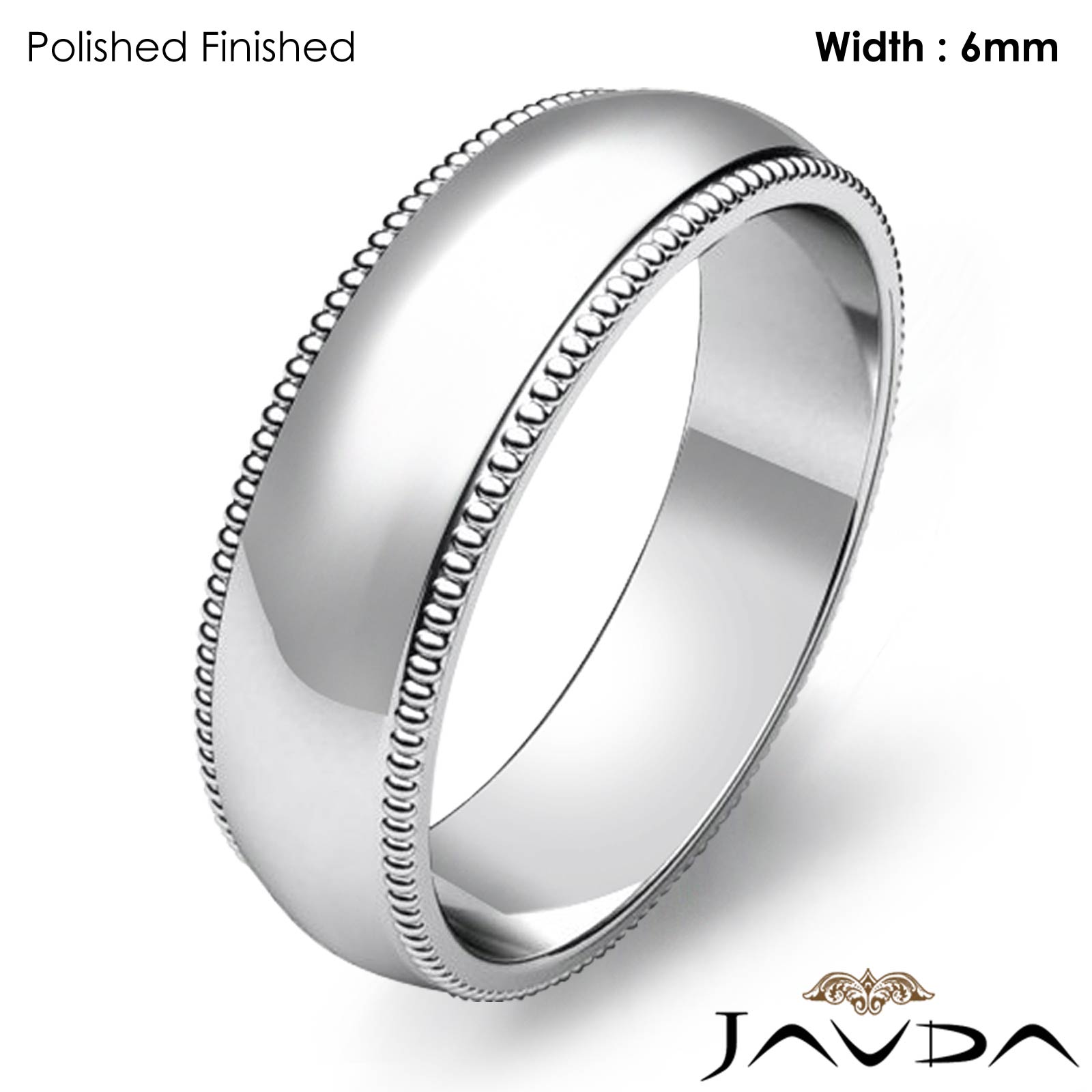 Solid Men Wedding Band Dome Milgrain Edge Classic Ring 6mm Platinum 10 ... Solid Men Wedding Band Dome Milgrain Edge Classic Ring 6mm Platinum 10 ...