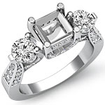 1.20Ct Diamond Engagement Ring Asscher Setting 14k White Gold