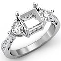 0.82Ct Diamond Engagement Ring Emerald Setting 14k White Gold