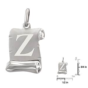 14K White Gold Initial Scroll Pendant Letters AZ Charm