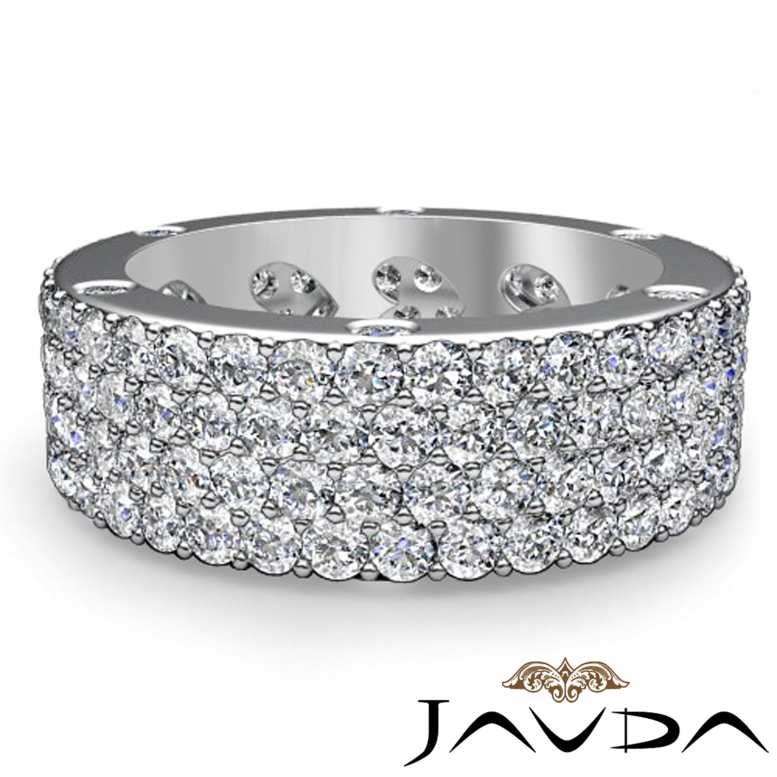 Round Diamond Womens Wedding Band Eternity Engagement Pave Ring Platinum 3.5Ct eBay