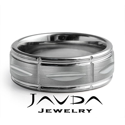 Mens Tungsten Wedding Rings on Mens Tungsten Wedding Band Ring Grooved Brushed Size 8   Ebay