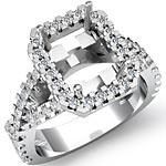 1CT Diamond Engagement Radiant Semi Mount 14k White Gold Ring