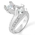1.40 Ct Round & Princess Diamond Engagement Ring 14k W Gold