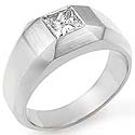 0.50CT Princess Diamond Mens Wedding Band Ring White Gold