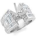 2.00 Ct. Princess & Baguette Diamond Engagement Ring 14k W Gold