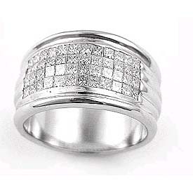 2.10 Ct Princess Diamond Men Engagement Ring 14k W Gold