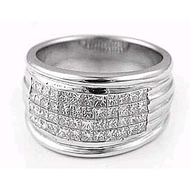 2.10 Ct Princess Diamond Men Engagement Ring 14k W Gold
