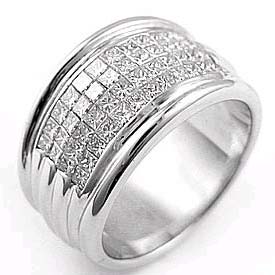 2.10 Ct Princess Diamond Men Engagement Ring 14k W Gold