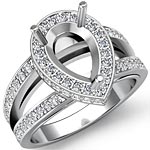 3/4 Ct Round Diamond Pear Semi Mount Engagement 14k W G