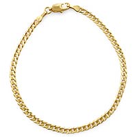 14k Yellow Gold Men Solid Cuban Bracelet (3.7mm GAUGE,7