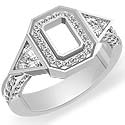 1.6 CT Round & Trillion Diamond Engagement  Ring W Gold