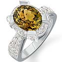 3.45CT Oval Golden Tpz Gemstone Vintage Diamond Ring W Gold