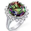10 Ct Rainbow Topaz and 0.95 ct Diamond Women Ring W Gold