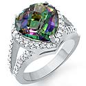 8.1 Ct Rainbow Heart Tpz Vintage Diamond Gemstone Ring WG