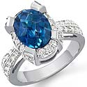 3.82 Ct Oval Blue Tpz Gemstone Vintage Diamond Ring W Gold