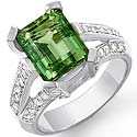 4.62 CT Diamond Green Topaz Gemstone Classic Ring W Gold