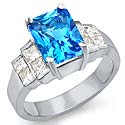 3.80 Ct Princess Diamond Emerald Blue Tpz Gemstone Ring WG