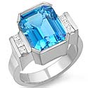 6.55 Ct Princess Diamond Blue Topaz Gemstone Classic Ring WG