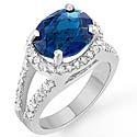 6.2 Ct Oval Blue Tpz Vintage Diamond Gemstone Ring W Gold