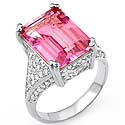 8.65 Ct Pink Topaz Gemstone Diamond Fashion Ring W Gold