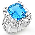 7.60 Ct Emerald Blue Tpz Gemstone Diamond Fashion Ring WG