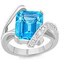 6.80 Ct Emerald Blue Tpz Gemstone Diamond fashion Ring WG