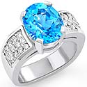 5.20 CT Oval Blue Topaz Gemstone Diamond Fashion Ring WG