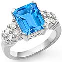 4.4CT Emerald Blue Topaz Gemstone Diamond Fashion Ring 14k Gold