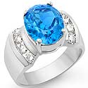 4.6ct Blue Topaz Round Diamond Fashion Women Ring 14k Gold