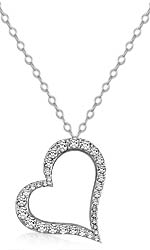 Round Diamond Hollow Heart Pendant 14K White Gold (1.08 ct tw)