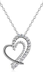 Round Diamond Fancy Heart Pendant 14K White Gold (0.68 ct tw)