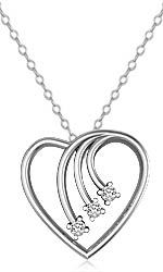 Round Diamond Heart Pendant 14K White Gold (0.30 ct tw)