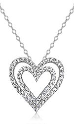 Round Diamond Heart Pendant 14K White Gold (1.36 ct tw)
