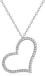 Round Diamond Hollow Heart Pendant 14K White Gold (0.69 ct tw)