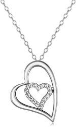 Round Diamond Heart Pendant 14K White Gold (0.25 ct tw)
