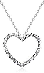 Round Diamond Hollow Heart Pendant 14K White Gold (0.59 ct tw)