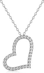 Round Diamond Hollow Heart Pendant 14K White Gold (0.99 ct tw)