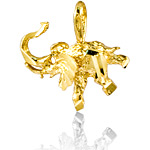 14k Yellow Gold Lucky Elephant Animal Charm Pendant 2.4g