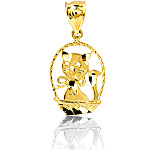 14K Yellow Solid Gold Charm Pendant 0.8g.