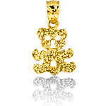 14K Yellow Gold Small Teddy Bear Charm Pendant 1.1g