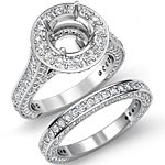 3.45Ct Vintage Diamond Engagement Ring Round Bridal Set 14k Gold