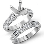 2.20Ct Pave Diamond Engagement Ring Bridal Set 14k White Gold