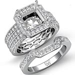 2Ct Diamond Engagement Ring Princess Mount Bridal Set 14k Gold
